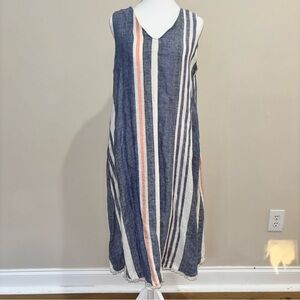 Philosophy Stripped Linen Dress Size S